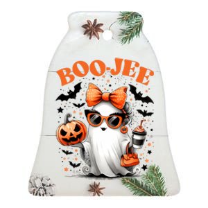 Funny Halloween Boojee Cute Ghost Ceramic Bell Ornament