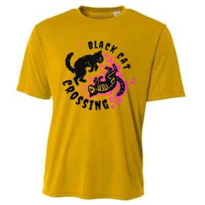 Funny Halloween Black Cat Crossing Gift Cooling Performance Crew T-Shirt