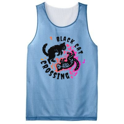 Funny Halloween Black Cat Crossing Gift Mesh Reversible Basketball Jersey Tank