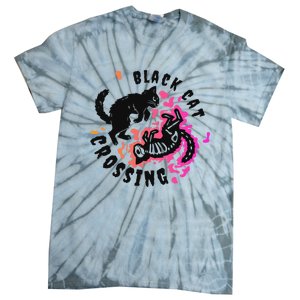 Funny Halloween Black Cat Crossing Gift Tie-Dye T-Shirt