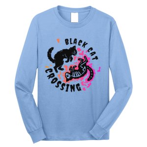 Funny Halloween Black Cat Crossing Gift Long Sleeve Shirt