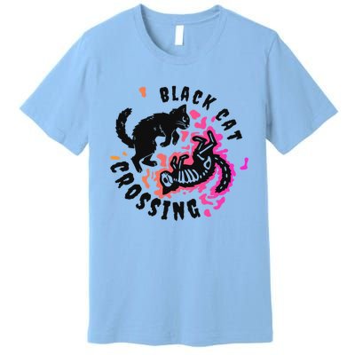 Funny Halloween Black Cat Crossing Gift Premium T-Shirt