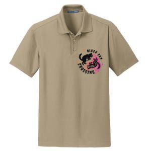 Funny Halloween Black Cat Crossing Gift Dry Zone Grid Polo