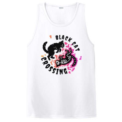 Funny Halloween Black Cat Crossing Gift PosiCharge Competitor Tank