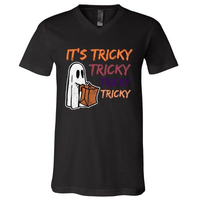 Funny Halloween Boo Its Tricky Tricky Tricky V-Neck T-Shirt