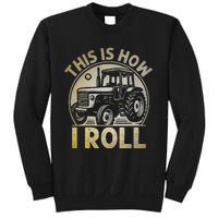 Funny Hay Bale How I Roll Gift Cool Farmer Tractor Driver Sweatshirt