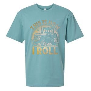 Funny Hay Bale How I Roll Gift Cool Farmer Tractor Driver Sueded Cloud Jersey T-Shirt