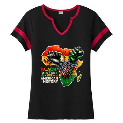 Fist Hands Black History Black History Is American History Ladies Halftime Notch Neck Tee