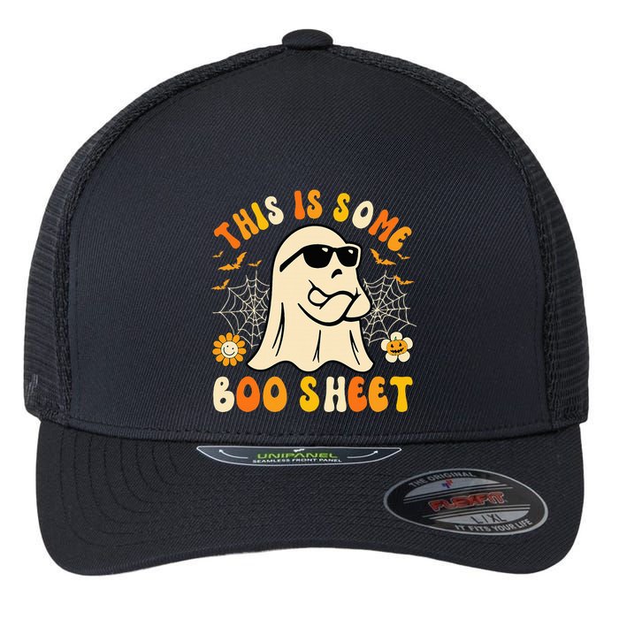 Funny Halloween Boo Ghost Costume This Is Some Boo Sheet Flexfit Unipanel Trucker Cap