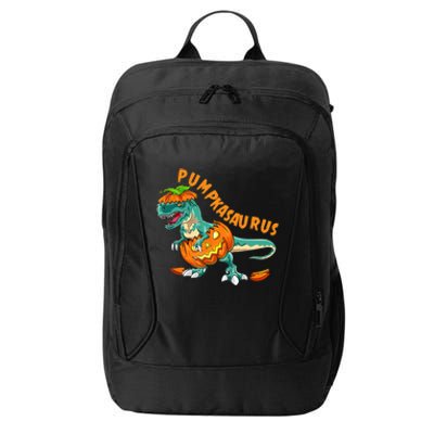 Funny Halloween Boy Pumpkasaurus T Rex Dinosaur Pumpkin City Backpack