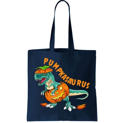 Funny Halloween Boy Pumpkasaurus T Rex Dinosaur Pumpkin Tote Bag