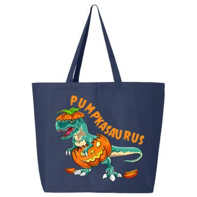 Funny Halloween Boy Pumpkasaurus T Rex Dinosaur Pumpkin 25L Jumbo Tote