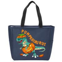 Funny Halloween Boy Pumpkasaurus T Rex Dinosaur Pumpkin Zip Tote Bag