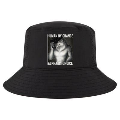 Funny Human By Chance Alpha By Choice Cool Alpha Wolf Meme Cool Comfort Performance Bucket Hat