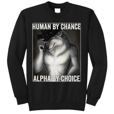 Funny Human By Chance Alpha By Choice Cool Alpha Wolf Meme Sweatshirt