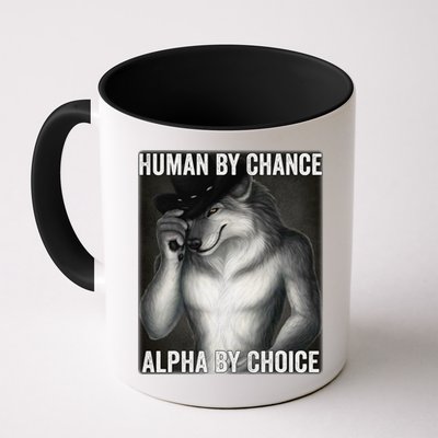 Funny Human By Chance Alpha By Choice Cool Alpha Wolf Meme Mug