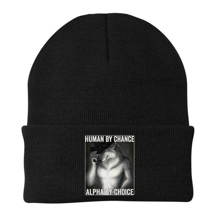 Funny Human By Chance Alpha By Choice Cool Alpha Wolf Meme Beanie