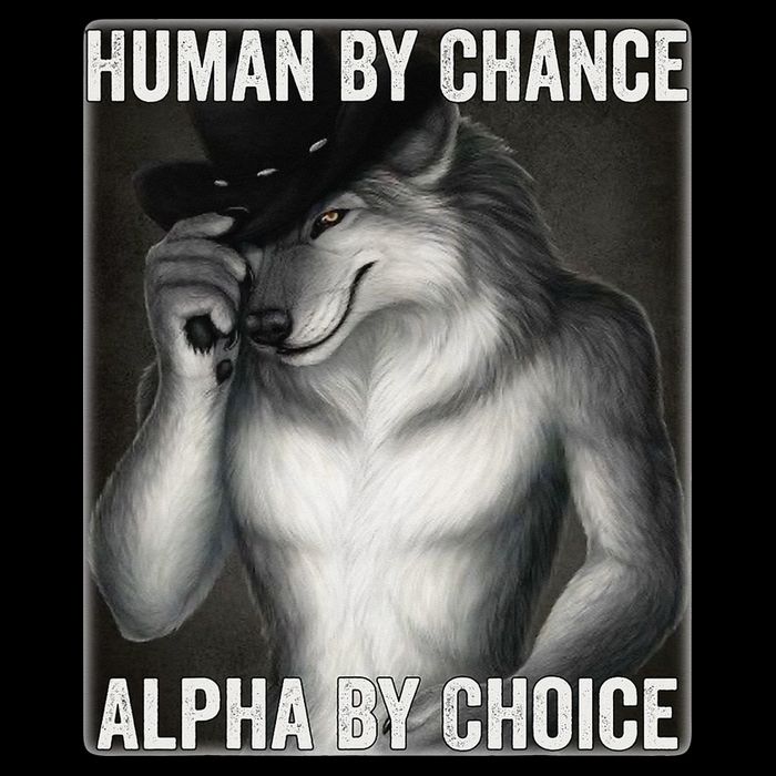 Funny Human By Chance Alpha By Choice Cool Alpha Wolf Meme Drawstring Bag