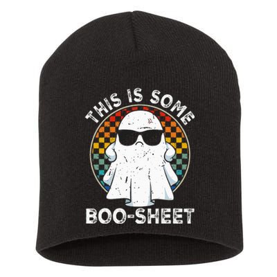 Funny Halloween Boo Ghost Costume This Is Some Boo Sheet Short Acrylic Beanie