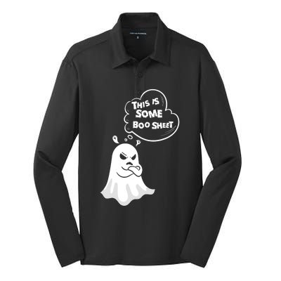 Funny Halloween Boo Ghost Costume This Is Some Boo Sheet Silk Touch Performance Long Sleeve Polo