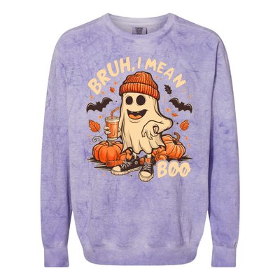 Funny Halloween Bruh I Mean Boo Ghost Colorblast Crewneck Sweatshirt