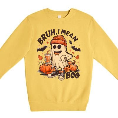 Funny Halloween Bruh I Mean Boo Ghost Premium Crewneck Sweatshirt