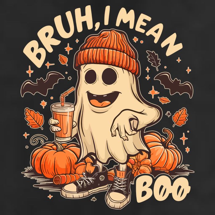 Funny Halloween Bruh I Mean Boo Ghost 7 Panel Mesh Trucker Snapback Hat