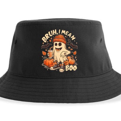 Funny Halloween Bruh I Mean Boo Ghost Sustainable Bucket Hat