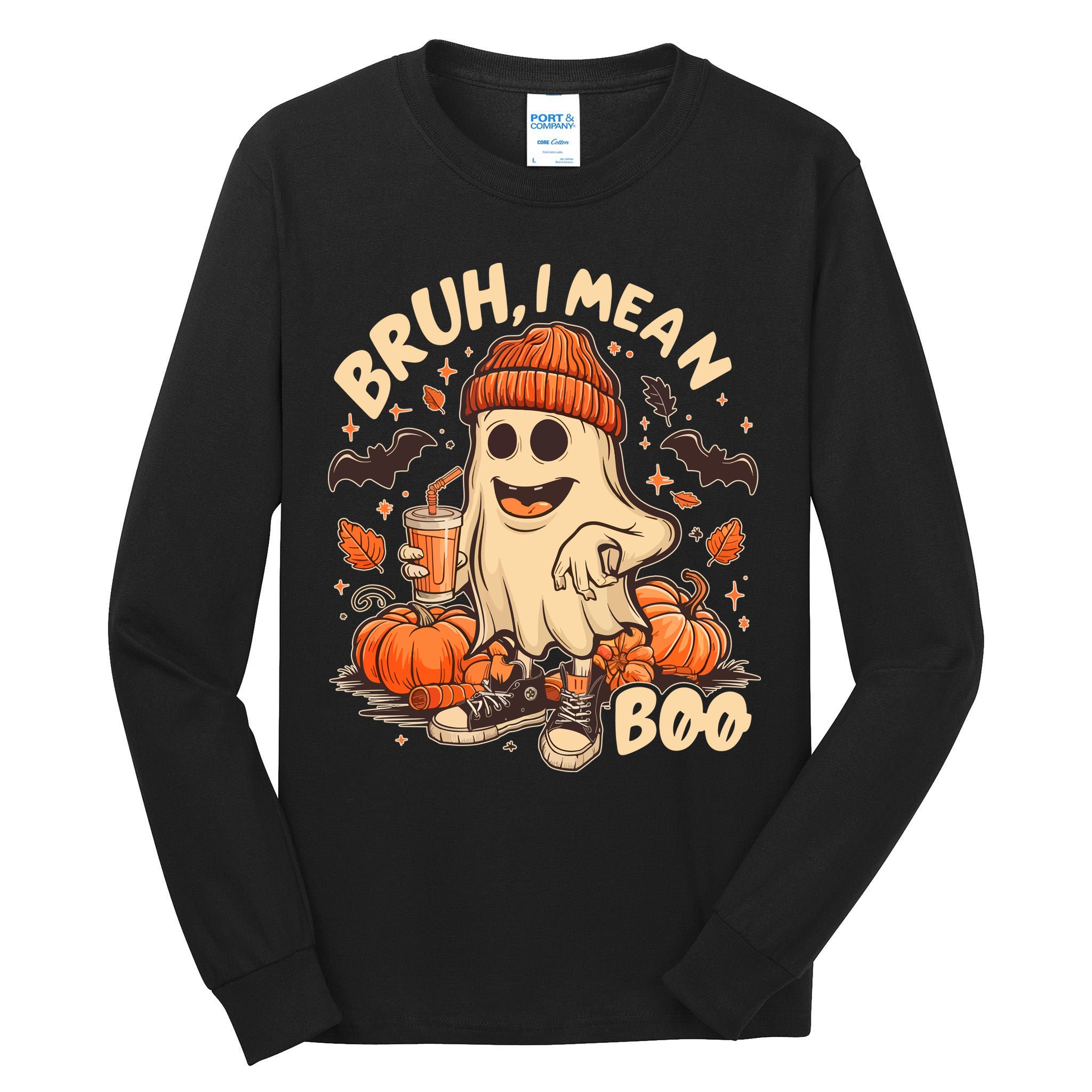 Funny Halloween Bruh I Mean Boo Ghost Tall Long Sleeve T-Shirt