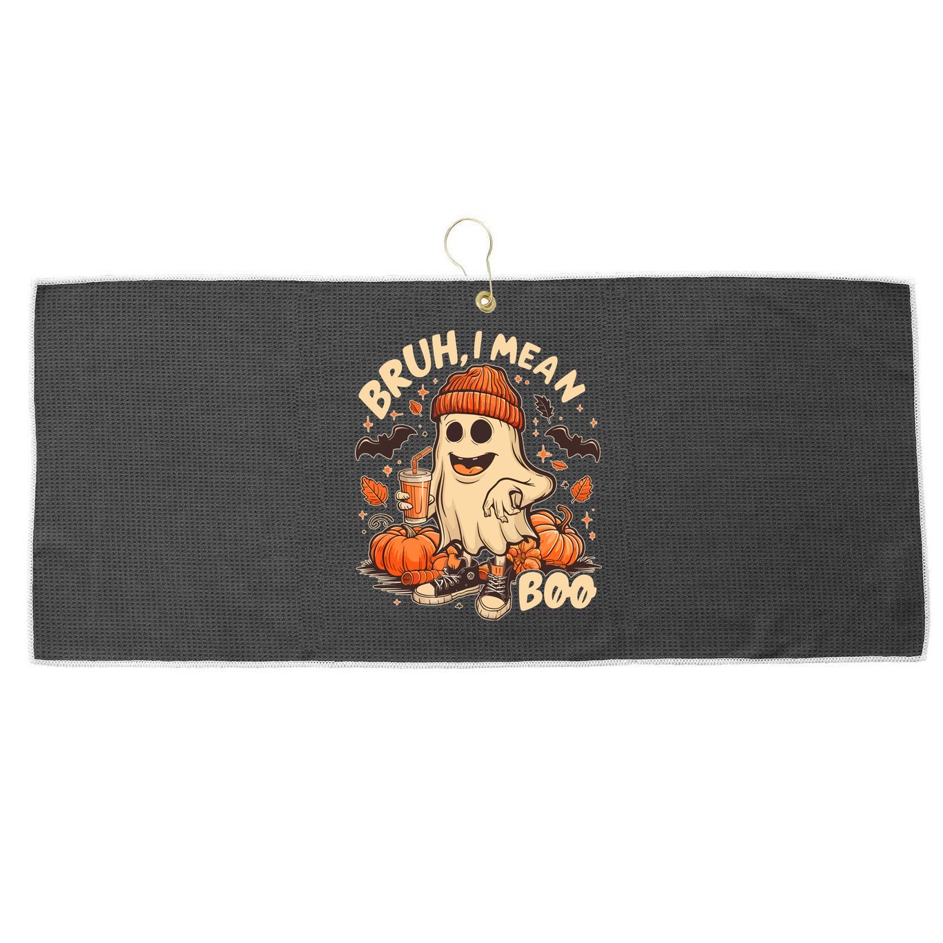 Funny Halloween Bruh I Mean Boo Ghost Large Microfiber Waffle Golf Towel