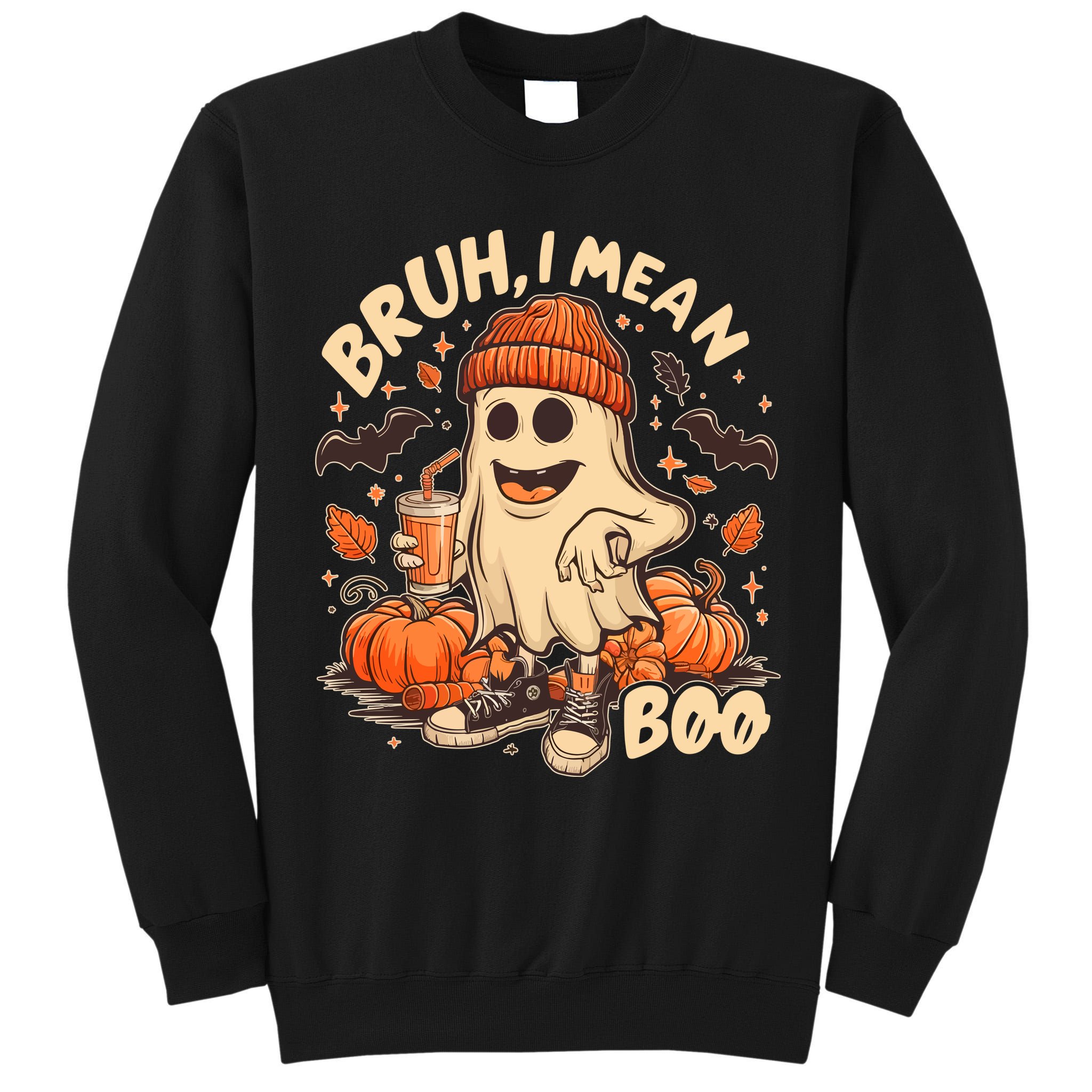 Funny Halloween Bruh I Mean Boo Ghost Tall Sweatshirt