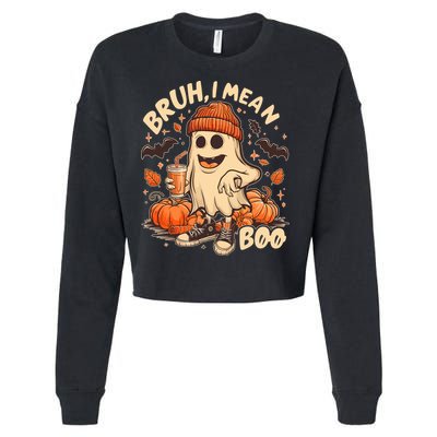 Funny Halloween Bruh I Mean Boo Ghost Cropped Pullover Crew
