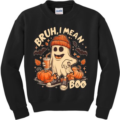 Funny Halloween Bruh I Mean Boo Ghost Kids Sweatshirt