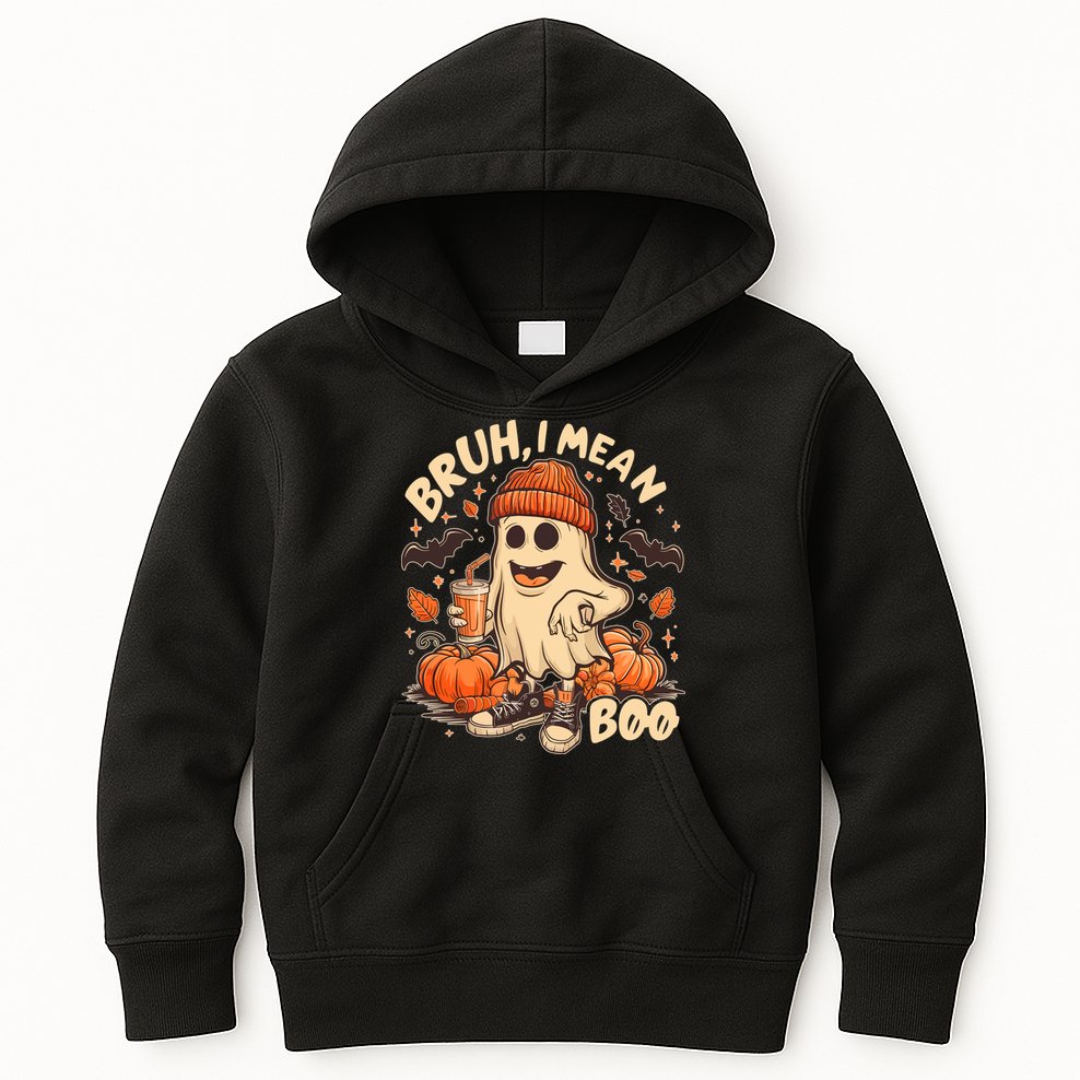 Funny Halloween Bruh I Mean Boo Ghost Kids Hoodie