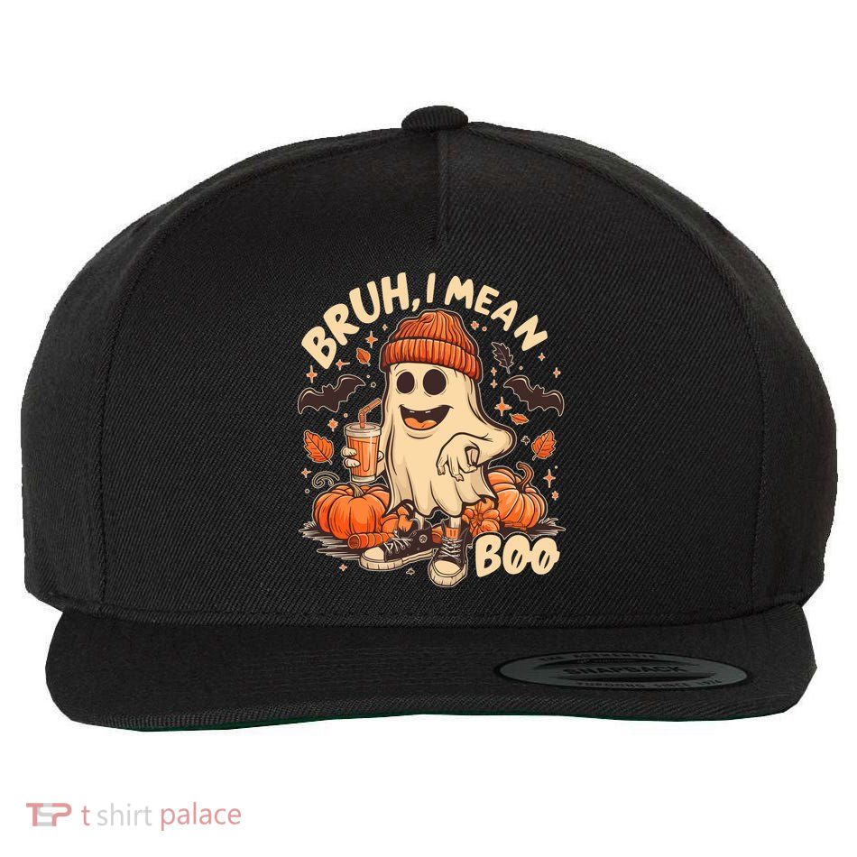 Funny Halloween Bruh I Mean Boo Ghost Wool Snapback Cap