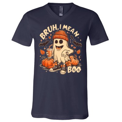 Funny Halloween Bruh I Mean Boo Ghost V-Neck T-Shirt