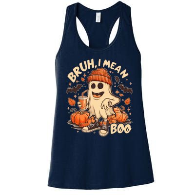 Funny Halloween Bruh I Mean Boo Ghost Women's Racerback Tank