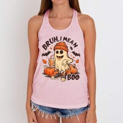 Funny Halloween Bruh I Mean Boo Ghost Women's Knotted Racerback Tank