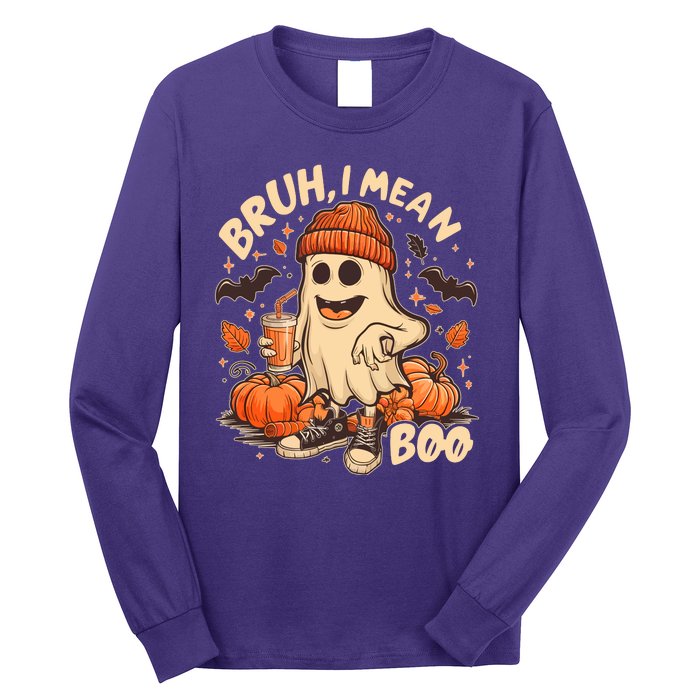 Funny Halloween Bruh I Mean Boo Ghost Long Sleeve Shirt