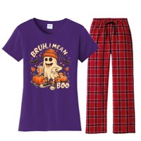 Funny Halloween Bruh I Mean Boo Ghost Women's Flannel Pajama Set