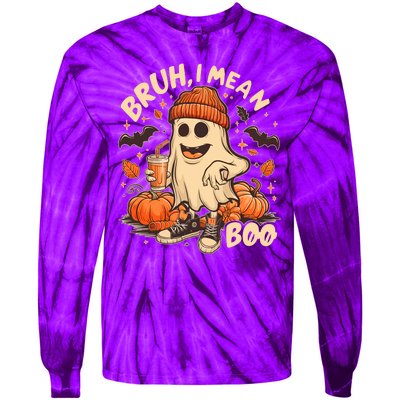 Funny Halloween Bruh I Mean Boo Ghost Tie-Dye Long Sleeve Shirt