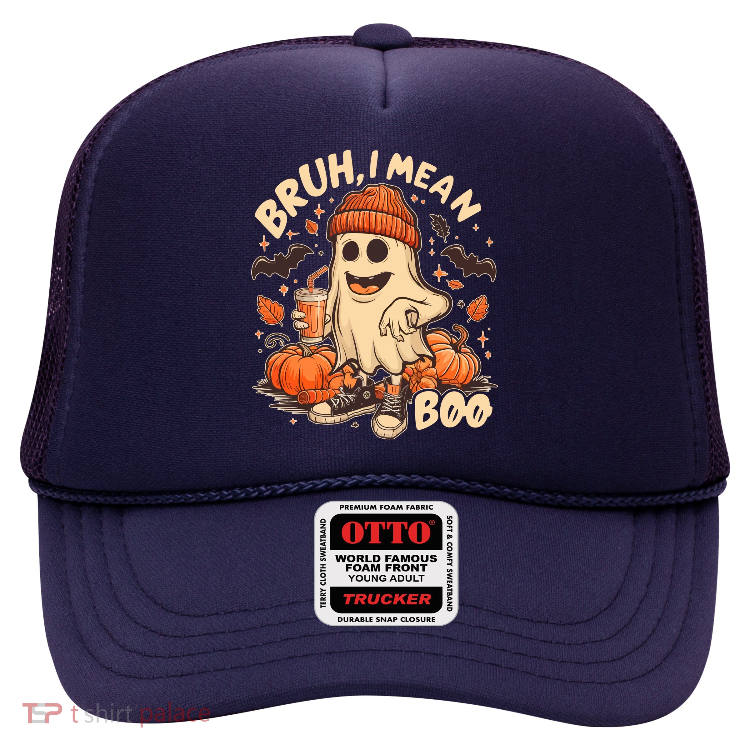 Funny Halloween Bruh I Mean Boo Ghost Trucker Hat