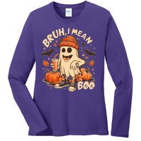 Funny Halloween Bruh I Mean Boo Ghost Ladies Long Sleeve Shirt