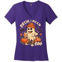 Funny Halloween Bruh I Mean Boo Ghost Women's V-Neck T-Shirt