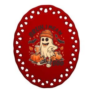 Funny Halloween Bruh I Mean Boo Ghost Ceramic Oval Ornament