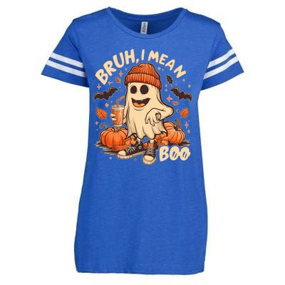 Funny Halloween Bruh I Mean Boo Ghost Enza Ladies Jersey Football T-Shirt