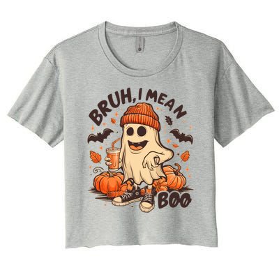 Funny Halloween Bruh I Mean Boo Ghost Women's Crop Top Tee