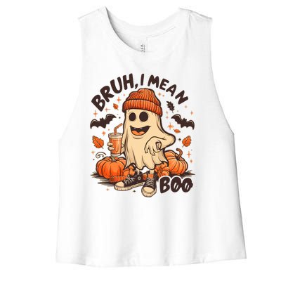 Funny Halloween Bruh I Mean Boo Ghost Women's Racerback Cropped Tank