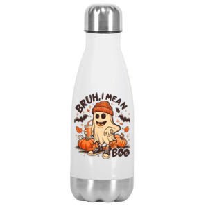 Funny Halloween Bruh I Mean Boo Ghost Stainless Steel Insulated Water Bottle