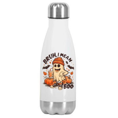 Funny Halloween Bruh I Mean Boo Ghost Stainless Steel Insulated Water Bottle